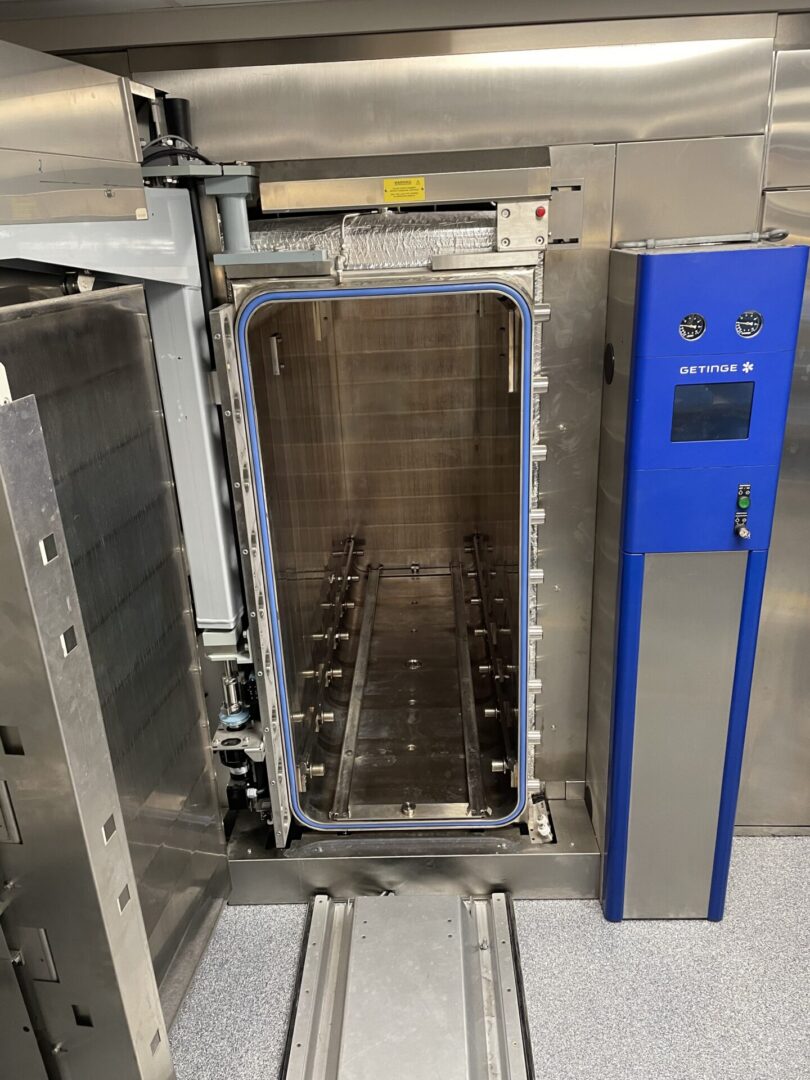 Stainless steel Getinge autoclave steam jacket crack repair performed by Rocket Shop LLC