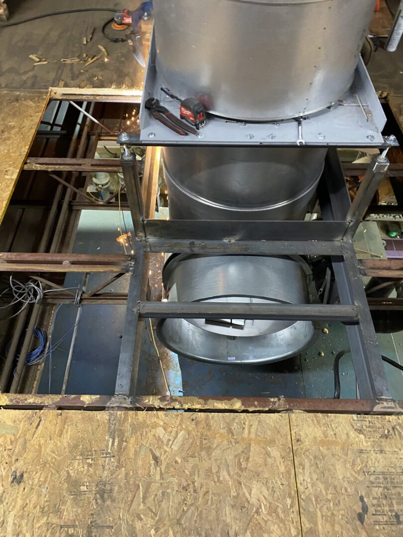 Commercial boiler stack installation for Wright boiler system by Rocket Shop LLC