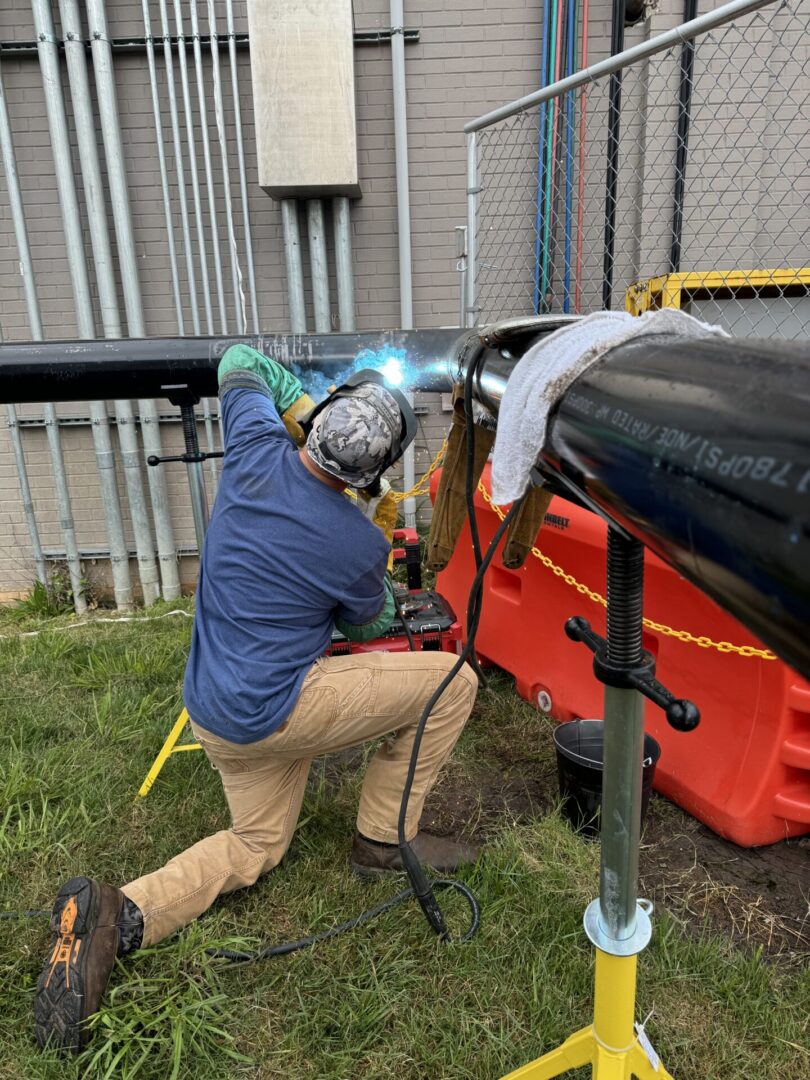 Temporary boiler piping tie-in installed by Rocket Shop LLC for commercial boiler system support